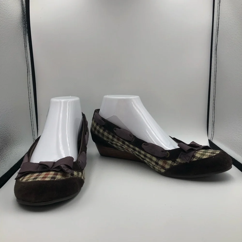 Sperry Brown Wedge Tweed Shoes Sz 8.5